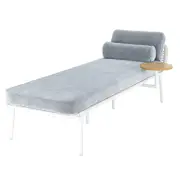 Andre Wicker Outdoor Sun Lounger with Cushion - Light Grey