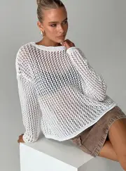 Switch It Up Knit Sweater White