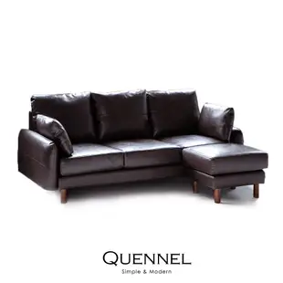 【obis】Quennel質感皮質L型沙發/獨立筒坐墊