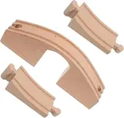 BEBEMOKO Wooden Train Track Expansion Set DIY Bridge Pieces Accessories for Creative Play Durable Wooden Track Components Compatible with Major Railroads