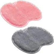 2PACK Shower Foot Scrubber Mat Back Washer Back Exfoliating Bath Wash Pad Wall Mounted Slip Suction Cups Foot Scrubber for Use in Shower Cups Foot Cleaner for Men and Women