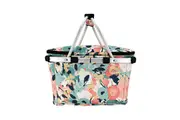 Sachi Insulated Foldable Picnic Carry Basket Bag with Lid Pastel Blooms