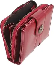 [LIFKOME] Ladies Small Purse Wax Leather Wallet Compact Portable Zipper Coin Bag