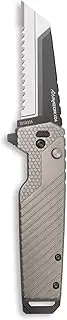 OUTDOOR EDGE Razor XD4 | Heavy Duty 3" Replaceable Folding Pocket Knife | Green Anodized Aluminum Handle with 3 Black Utility,1 Saw and 1 Black Serrated Utility Blades | Built in Pry Bar and Bottle