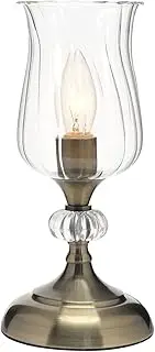 Lexi Lighting Samantha Touch Table Lamp, Antique Brass Base, Clear Glass Cup Shape, Vintage Style, Uplighter Table Lamps, Candle Holder Inspired, Perfect for Bedside, Coffee, Hall and Dining Tables