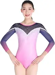 [Zagitova] Gymnastics Leotards for Girls Long Sleeve Breathable Dance Unitard Rhythmic Gymnastics Outfit for Competition