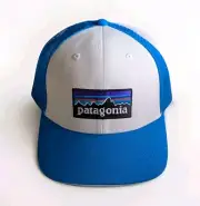 Patagonia P-6 Logo Trucker Hat White vessel Blue SnapBack Mesh Cap WVLB - NEW