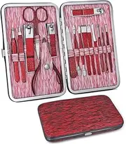 Manicure Set,Nail kit Manicure Set,Nail Care kit, 16 Pcs Professional Pedicure Care Tools Stainless Steel Scissor Tweezer Nail Clippers Grooming Kit,D-1set(White,Dinosaur Doodle4)