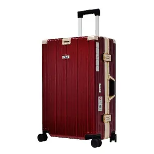 【FILA】25吋都會時尚碳纖維飾紋系列鋁框行李箱(殷紅金)