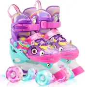 Unicorn Kids Toddler Roller Skates for Girls Quad Skating S10~13J purple
