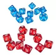 20 Pieces D10 Polyhedral Dice for Dungeons and Dragons Games Red+Blue