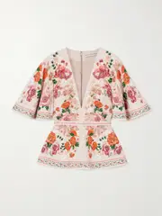 [Mary Katrantzou] Mary Katrantzou - Printed Jersey Blouse - Pink - UK 14 UK 14 Pink