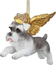 Design Toscano JH170719 Christmas Tree Ornaments - Honor The Pooch Miniature Schnauzer Holiday Angel Dog Ornaments,Full Color