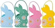 Easter Egg Baskets | 4X Bunny-Shaped Egg Hunting Baskets with Handles | Spring Seasonal Decoration Hold Candy Chocolate Hunt Bag for Garden, Dining Room
