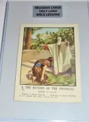 Vintage Bible Study Lesson Color Card Christian Return Prodigal Son Luke Verse