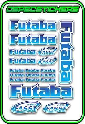 FUTABA RC STICKERS A5 SHEET R/C PLANE CAR BUGGY HELI REMOTE CONTROL BLUE BLEND W