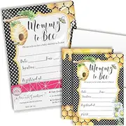 Bumble Bee Baby Shower Invites for Boys or Girls, 20 5x7 Double Sided Fill In Mommy to Bee Buzzing Invitations with Twenty White Envelopes Sweet Honey Bee Gender Neutral Cards by AmandaCreation