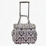 Stitch & Stroll: Large Damask Rolling Sewing Tote with 6 Pockets