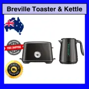 Breville The Luxe Duo Toaster And Kettle Set Stainless Steel 1.7L Black Noir AUS