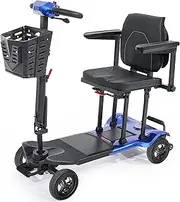 TopMate ES41 Mobility Scooter for Seniors Adults Lightweight Foldable Airline Approved, Powered Electric Travel Scooters with Ultra Wide Seat Adjustable Handle Bar and Basket - Blue
