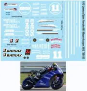 1/12 Decals for YAMAHA M1 MISANO ARAGON 2012 JORGE LORENZO B.SPIES TBD150