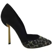 NEW SERGIO ROSSI Black Leopard Juno Stud Suede Pumps 37/US7 MSRP$995