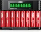 EBL 8 Pack Rechargeable 1.5V AA Li-ion Batteries with 8 Slots LED Smart Lithium