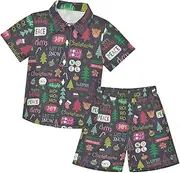 [Caihoyu] Little & Big Boy's Hawaiian Button Down T Shirt Shorts Set Toddler Kids Baby Boys Infant Little Boy Gift
