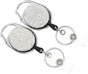 HOODANCOS Retractable Badge Holder with Rhinestone Surface Key Chain Zinc Alloy Clip for Id Cards Shows Schools and Events Chic Design for Men and Women