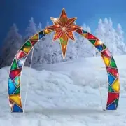 Lighted Mosaic Christmas Nativity Scene Arch with Star of Bethlehem Yard Decor