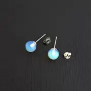 Brass Earrings - Natural Opalite Gemstone Ball Studs - 2 Pieces 1 Pair - ER571
