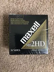 Maxell MF 2HD High Density Floppy Disk 3.5" Formatted 10 Pack Sealed New