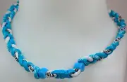 NEW 20" Custom Clasp Braided Sports Light Blue White SKY Tornado Necklace Twist