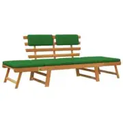 2in1 Garden Bench with Cushions Outdoor Patio Sofa Chair Solid Acacia Wood Green
