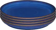 [Denby] Imperial Blue Medium Plates Set of 4 - Dishwasher Microwave Safe Crockery 21cm - Royal Blue Coupe Ceramic Stoneware Tableware - Chip & Crack Resistant Lunch Plates