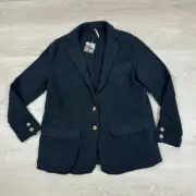 Free People Like A Cloud Oversized Slouchy Blazer Size XS Black Textured Cotton