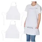 Jubatus 2 Pack 3 Pockets Adjustable Bib Apron Chef Kitchen Polyester White