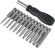 Torx Head Screwdriver Bit Set,DanziX 12 Pack Hex Shank Steel 6 Point Screwdriver Tool Kit with 1 Pack Handle