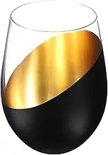 Luxshiny Stemless Wine Glass Elegant Clear Cocktail Cup for Home Office and Parties Craftsmanship Comfortable Grip Capacity Design