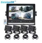 9" LCD Quad Monitor DVR Backup camera Kit For Truck Box Bus RV Reversing System