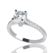 2 2/3 CT Classic Moissanite Diamond Engagement Ring Round Cut D-F/VVS1 14K White