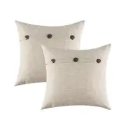 3 Button Flax Throw Pillow Cover - 2 Packs