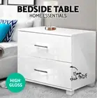 Premium High Gloss WHITE Bedside Table Cabinet Chest 2 Drawers Lamp Side Table