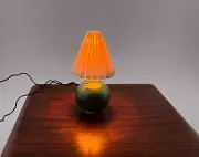 Vintage Dollhouse Green Base Table Lamp with White Shade Handmade IT WORKS! NIB