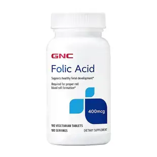 GNC健安喜Folic Acid葉酸孕婦專用400mcg*100粒【效期24年12月1日到期】安度孕期孕媽胎兒非活性葉酸