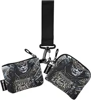 [XYMZR] Mini Zip Around Wristlet keychain Wallet Cool Clown Samurai for Women Personalized Pattern Detachable Dual Pouch Wristlet Portable Wallet Phone Coin Purse, Multi-colored, One Size