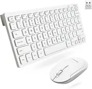 Macally Small Wireless Keyboard and Mouse Combo - Essential Work Duo - 2.4G Compact Wireless Keyboard Mouse for PC - 78 Key Cordless Mouse and Keyboard Combo with Mini Body and Quiet Click - White