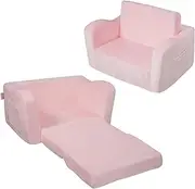 VEVOR Kids Couch, 2-in-1 Toddler Chairs Comfy, Toddler Couch Sofa Bed Fold Out, Convertible Sofa to Lounger, Kids Chair Seat Playroom Furniture for Kids Girls & Boys, Pink