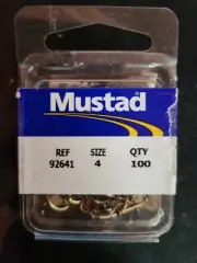 100 PACK NEW Fishing Mustad Bronze Bait Hook 92641 Size 4 Special 2 slice shaft