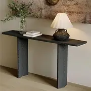 Solid Wood Sofa Table, Long Console Table, Wall Entryway Table, Narrow Display Table for Hallway, Behind The Couch, Living Room, Foyer (No Plants, Ornaments)(Black,Medium)